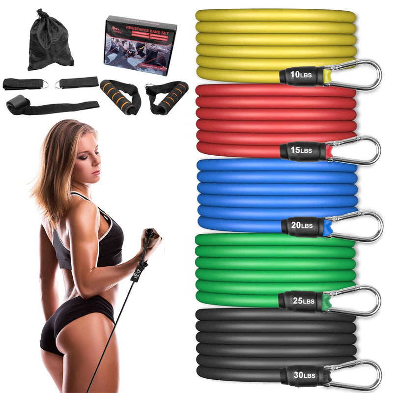Resistance Bands Set 5Pcs With Handle Strength Exercise Resistance Band Training Fitness Tubes Tension Bands Workout Gym Equipment Men And Women For Home Use Physical Training Cable - NewNest Australia