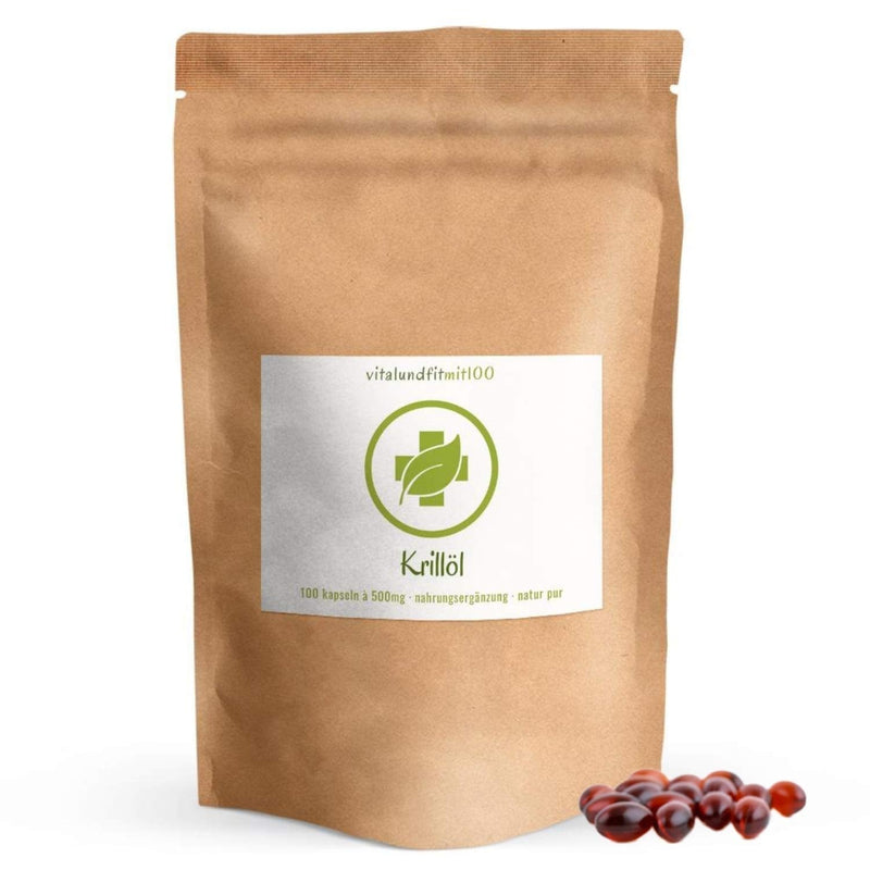 Krill oil - 100 softgel capsules of 500 mg each - extremely rich in OMEGA-3 fatty acids and astaxanthin - in tested quality - 100% pure nature - gluten-free, lactose-free - WITHOUT auxiliary substances or additives - NewNest Australia