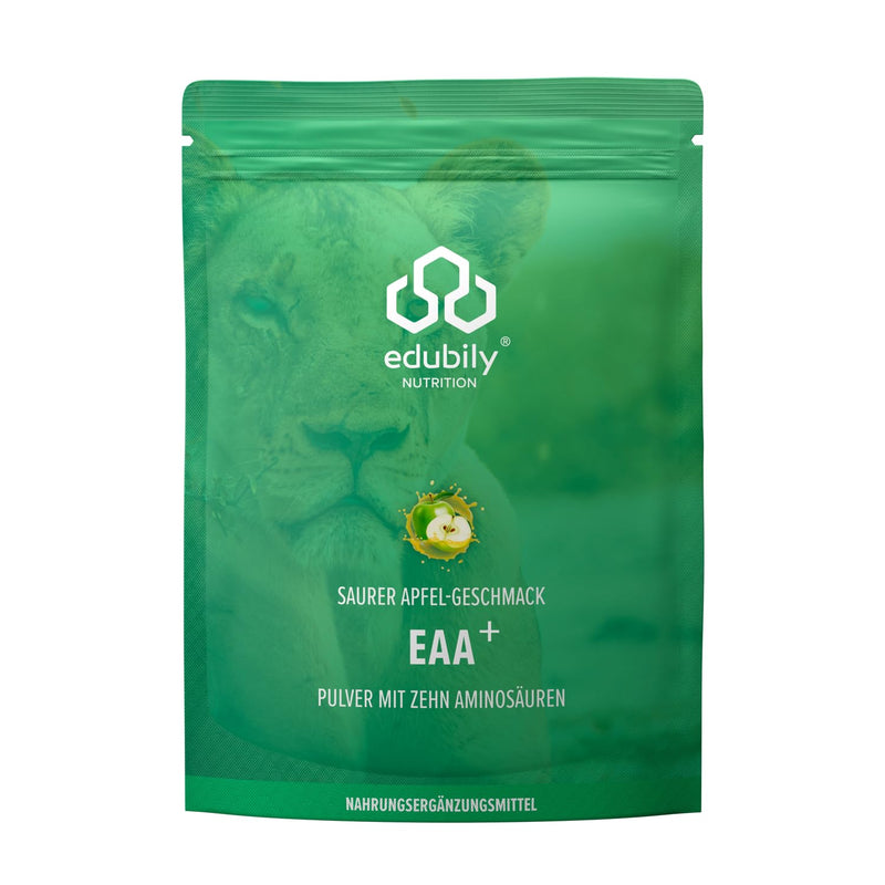 edubily nutrition® Vegan EAA powder • High-quality EAA complex made of 10 essential amino acids • Sour apple flavor • Sweetened with stevia • 400 g - NewNest Australia