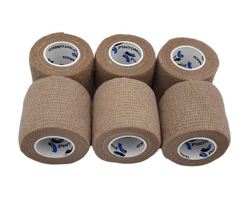 Pintomed Self-Adhesive Bandage, Stretched - 6 X Beige Bandages Rolls - 5Cm X 4.5M Cohesive Bandage Bandage; Fixation Bandage, Self-Adhesive, Health Plaster, Sports Tape; Piece For Wrist, Leg, Arm, - NewNest Australia
