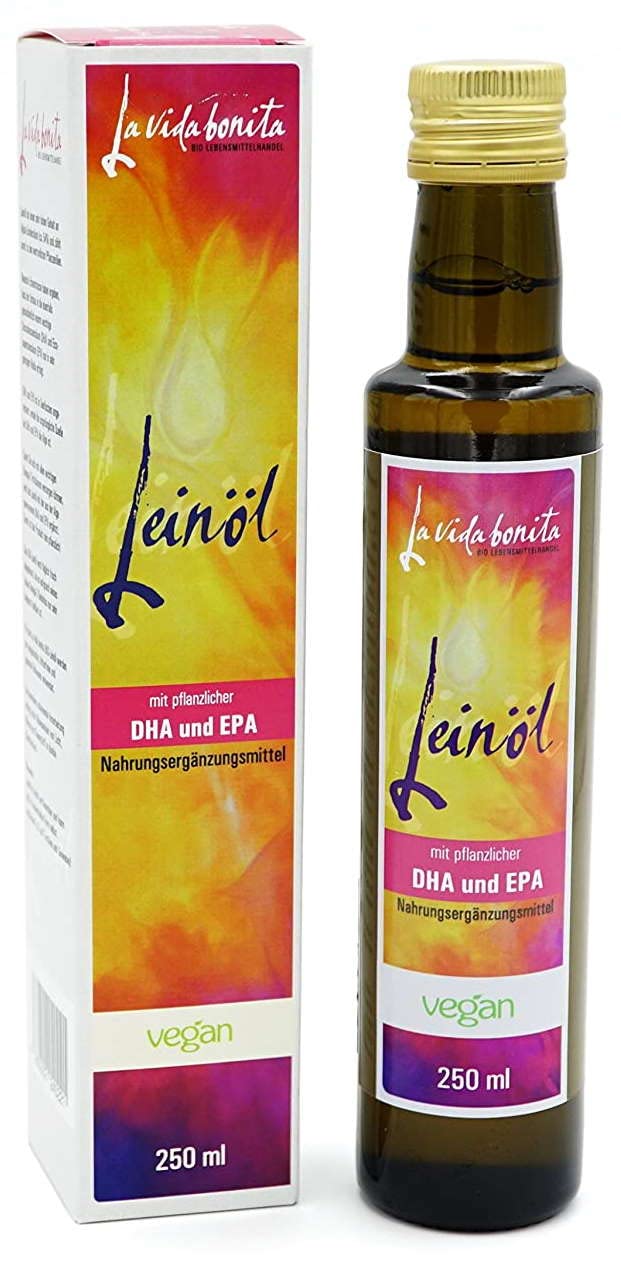 250 ml fresh linseed oil with vegetable DHA and EPA I 100% fresh from 1st pressing in Germany I Rich in omega-3 fatty acids I vegan, raw food, lactose-free & gluten-free, sugar-free 250 ml (pack of 1) - NewNest Australia
