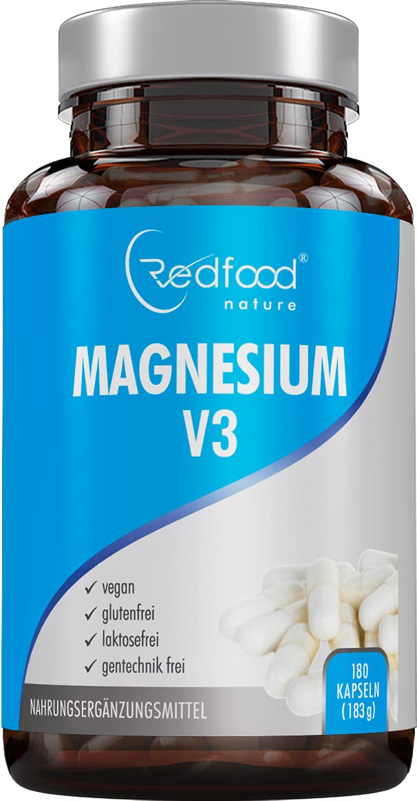 Magnesium V3 Capsules ‚ 180 Capsules (6 Month Supply) 300Mg Elementary Magnesium Vegan ‚ Magnesium Carbonate + Magnesium Citrate + Magnesium ‚ Oxide Best Bioavailability Without Magnesium Stearate - NewNest Australia