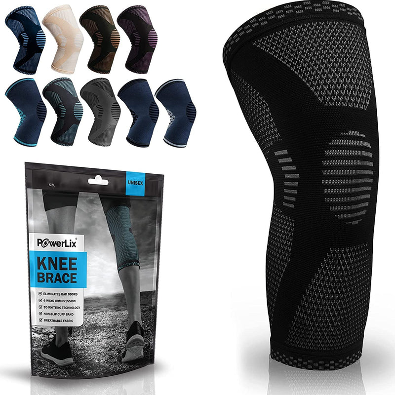 Powerlix Knee Support For Women/Men, Compression Knee Support For Meniscus Tears, Arthritis, Relieves Knee Pain From Acl, Running, Weightlifting, Volleyball, Sports, Black, L - NewNest Australia