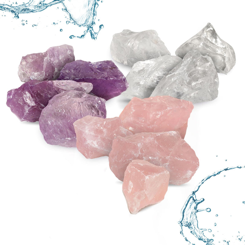 PURAJA gemstone water basic set for water revitalization | Premium Crystals | Natural stone base mix: rose quartz, amethyst, rock crystal 250 g (pack of 1) - NewNest Australia