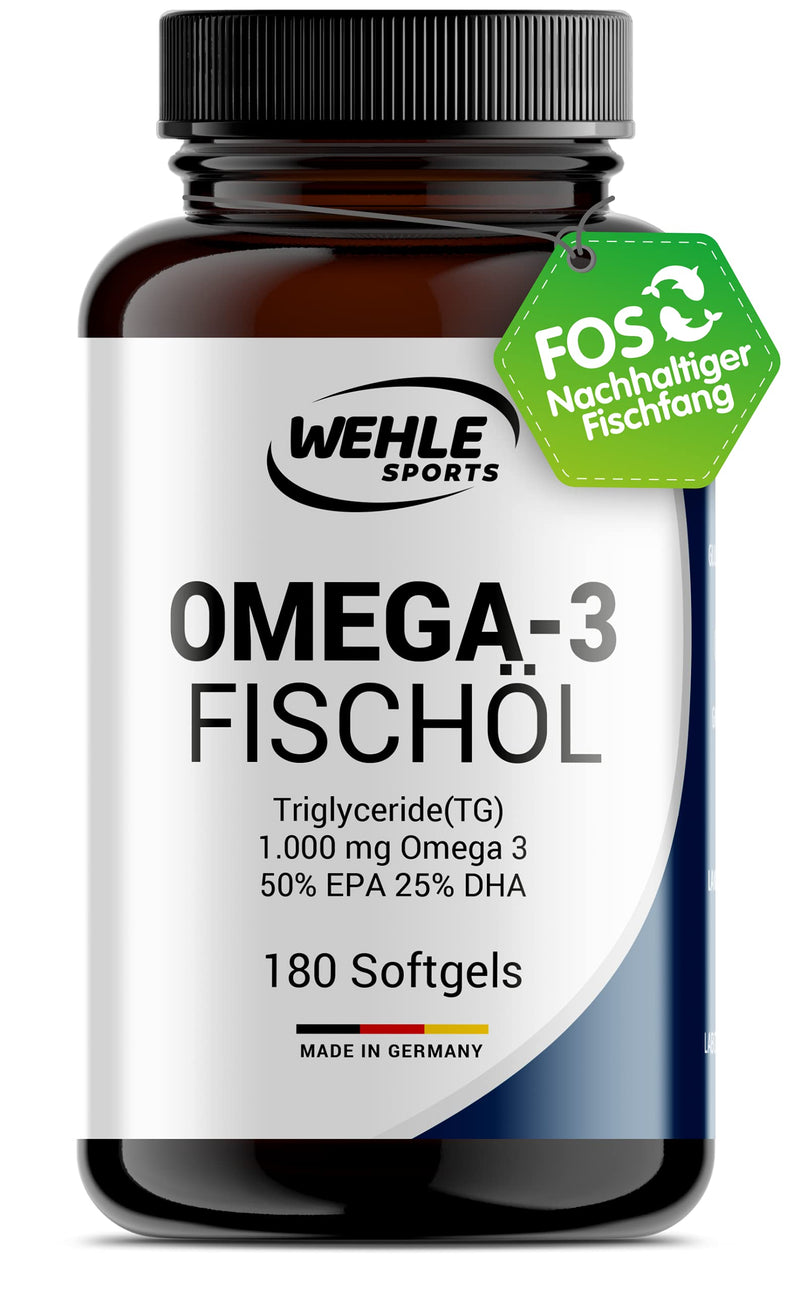 High-dose Omega 3 capsules - Fish oil capsules with 2000 mg (1000 mg EPA & 500 mg DHA) per daily dose - Omega-3 fatty acids without vitamin E - Elaborately cleaned from sustainable fishing 180 pieces (pack of 1) - NewNest Australia