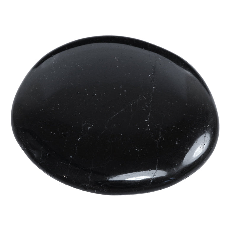 Black Tourmaline Schörl Disc Stone | Hand flatterer pocket stone | Real Gemstone Life Source Plus - NewNest Australia