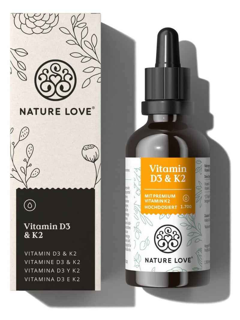 Vitamin D3 + K2 (50ml) - highly bioavailable thanks to original K2VITAL® 99.7% all-trans - laboratory-tested 1000 IU vitamin D3 per drop (1700 drops with vitamin D + vitamin K) - in MCT oil - high dosage - NewNest Australia