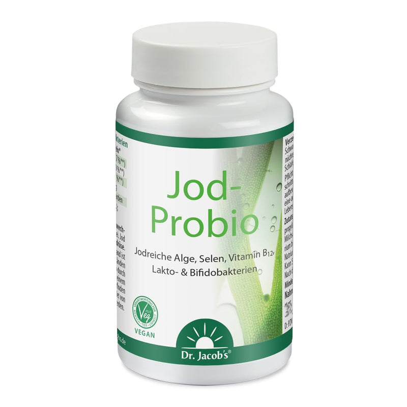 Dr. Jacob's Iodine Probio 31.6 g can I natural iodine from sea algae I with selenium, vitamin B12 and lactobacilli and bifidobacteria I for the immune system¹ and thyroid² I 90 portions, vegan - NewNest Australia