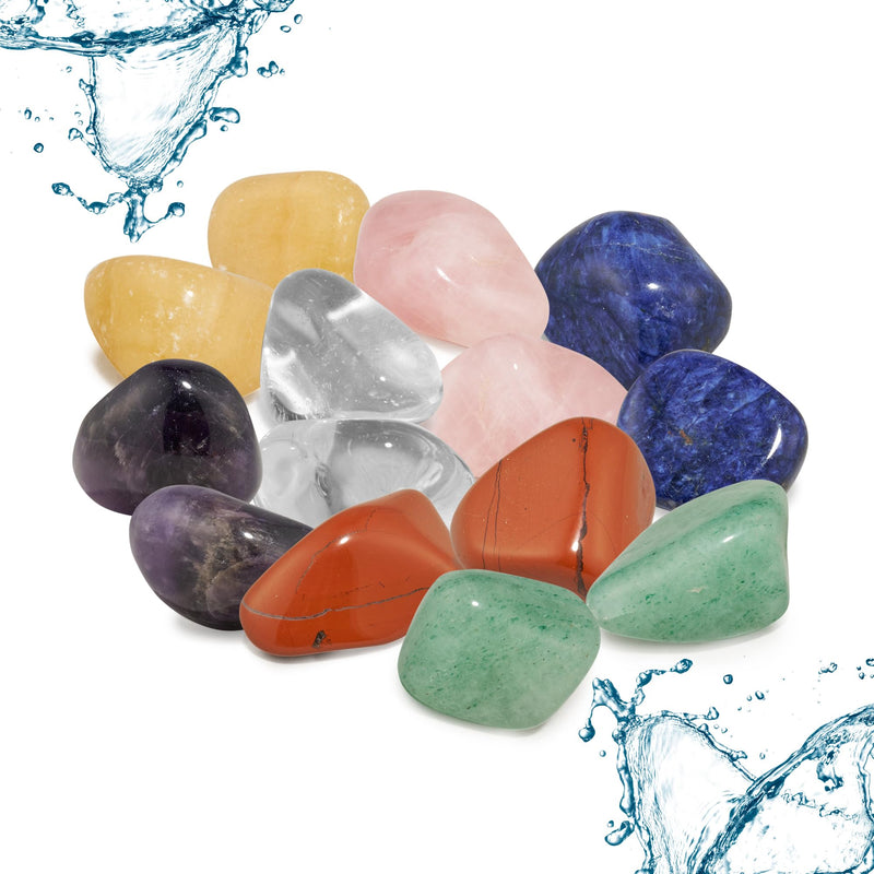 PURAJA Large waterstone mixture | 100% natural tumbled stones | Healing stone set with the 7 most popular chakra stones | 300g gemstones | Premium water stones for water treatment 300 g (pack of 1) - NewNest Australia