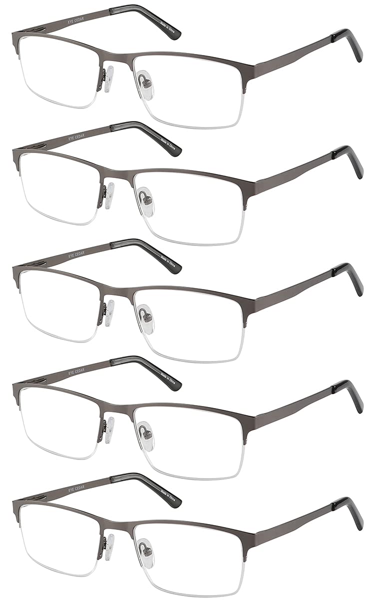 EYECEDAR Amcedar 5 pieces reading glasses men square frame metal gray stainless steel material spring hinges included reading glasses 2.00 +2.00 - NewNest Australia