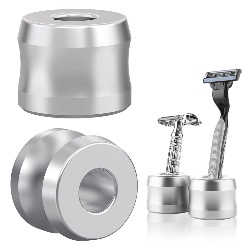 Linkidea Safety Razor Stand Opening Diameter 18.5mm Aluminum Alloy Men's Bathroom Shaving Stand Silver 2pcs Silver - NewNest Australia