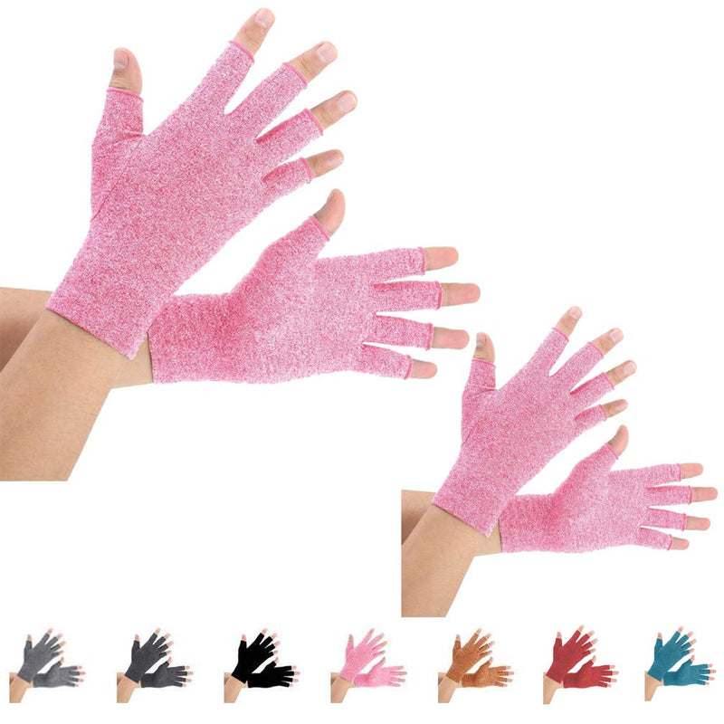Brace Master 2 Pairs Arthritis Gloves, Compression Gloves Support and Warmth for Hands, Finger Joint, Rheumatoid Pain Relief, Osteoarthritis, RSI, Carpal Tunnel (M, Pink) M - NewNest Australia