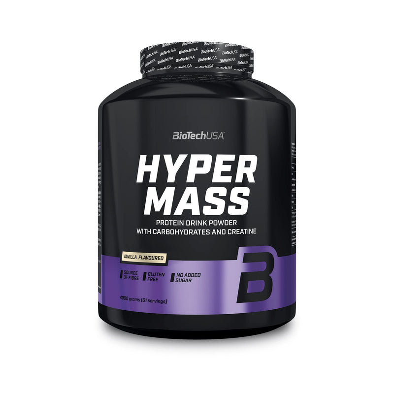BioTechUSA Hyper Mass - Mass Gainer with Carbohydrates & Protein Blend | Micronized creatine | Gluten-free, 4 kg, vanilla 4 kg (pack of 1) - NewNest Australia