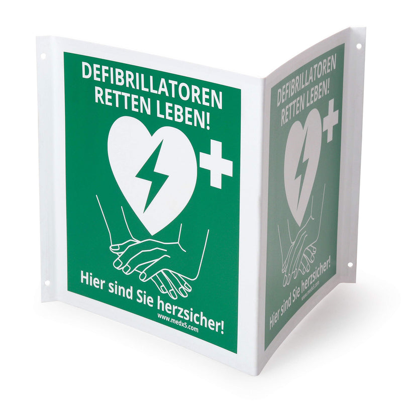 MedX5 Defibrillator (AED) location marking, angle sign 20cmx20cm, Defi location sign, AED marking - NewNest Australia