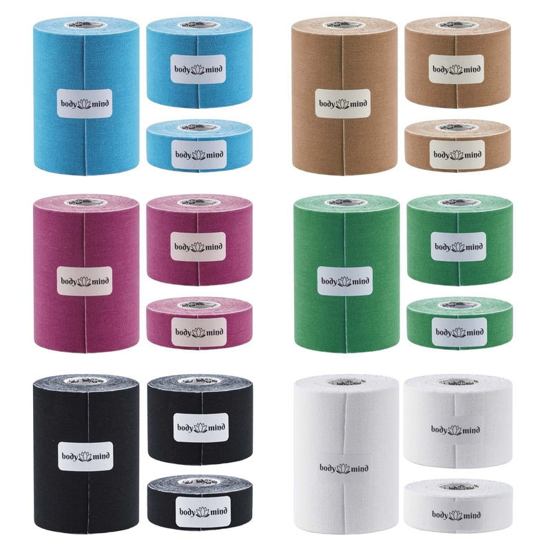 Body & Mind 2.5 Cm / 5 Cm / 10 Cm Wide Kinesiology Tape 5 M, Anti-Allergenic And Waterproof, Elastic Skin-Friendly, Kinesiology Tape, Sport Tape Bandage For Sports, Leisure, Physiotherapy And Medicine 10Cm - NewNest Australia