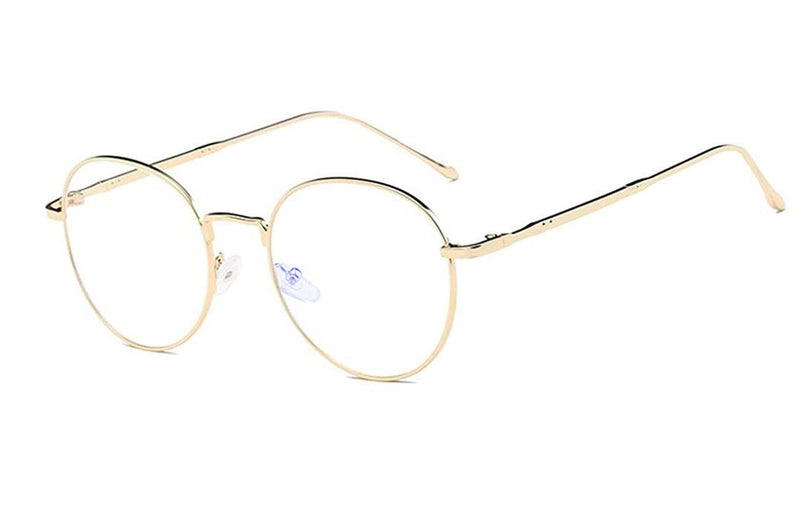 Unisex Blue Light Filter Glasses Computer Glasses Retro Sixties Style Round Metal Eyeglasses Women Men Clean Lens Gold - NewNest Australia