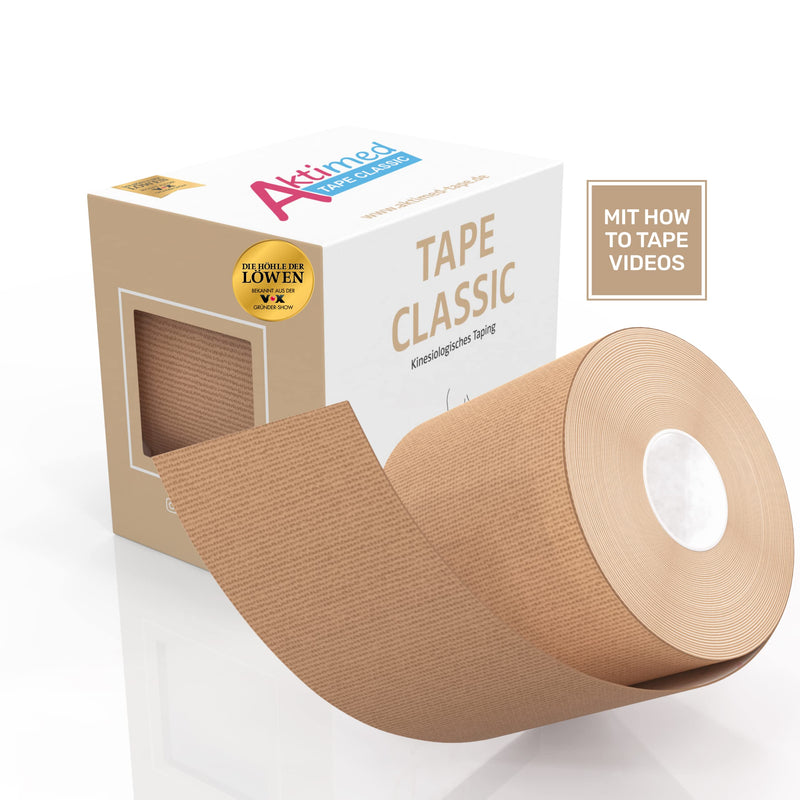 AKTIMED Tape CLASSIC Physiotape - Kinesiology Tape elastic & waterproof - Dermatest "very good" - Sports tape breathable & skin-friendly - Tape Kinesology/Kinesiology Tapes Beige 1 piece (pack of 1) - NewNest Australia