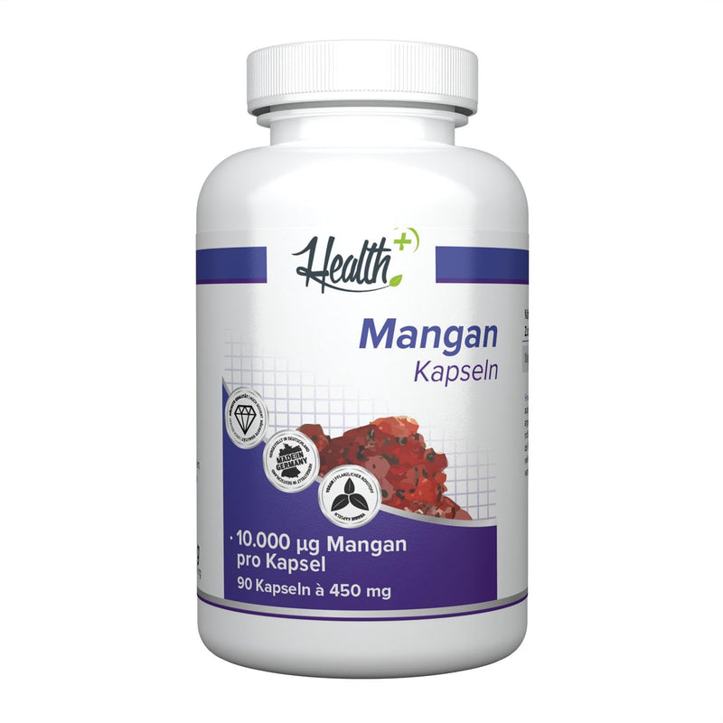 Health+ Manganese - 90 capsules with 10 mg manganese gluconate per capsule, valuable trace element, Made in Germany - NewNest Australia