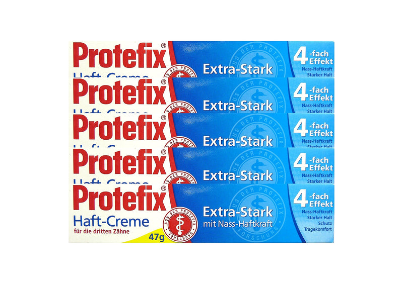 5x PROTEFIX adhesive cream for the third teeth 47g extra strong with wet adhesive power - NewNest Australia