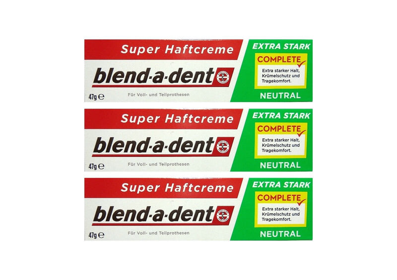 3x Blend a dent Complete adhesive cream neutral for full and partial dentures, 47g - NewNest Australia