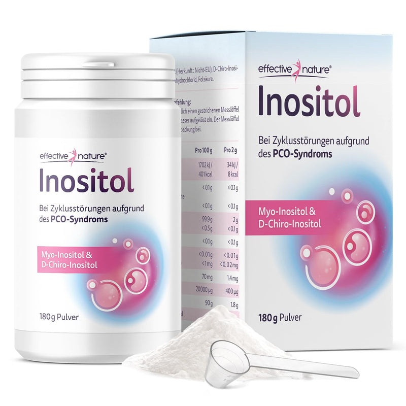 effective nature Inositol - 180 g - for cycle disorders due to PCOS syndrome - particularly effective thanks to Myo-Inositol and D-Chiro-Inositol, powder - Enough for 90 days... - NewNest Australia