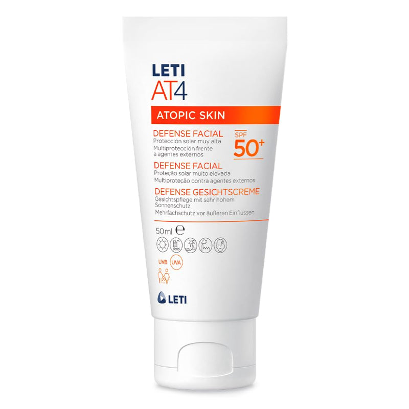 LETI AT4 Defense Face Cream SPF 50+ - Water-repellent, skin-protecting facial care with high sun protection (SPF 50+) for dry skin or skin prone to neurodermatitis, 50 ml cream - NewNest Australia