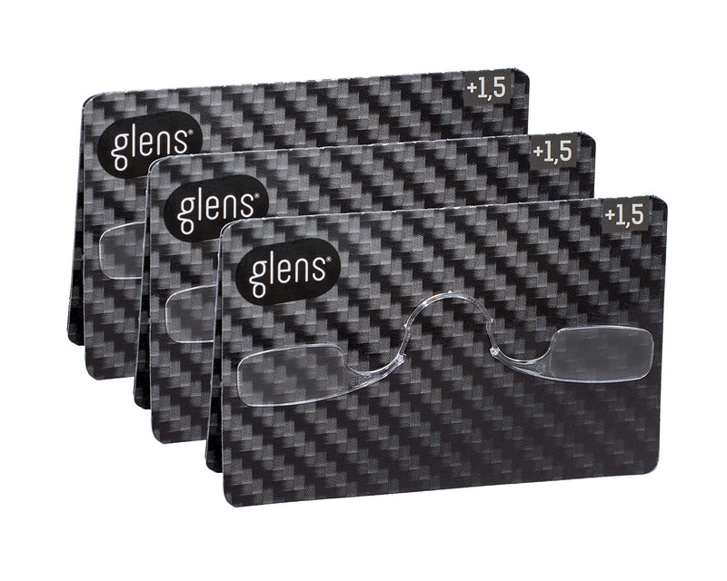 Glens Mini Unisex Reading Glasses | +1.5, 2.0, 2.5, 3.0 Pack of 3 Non-Slip Reading Glasses for Men and Women 3 Pack Carbon Strength +1.5 - NewNest Australia