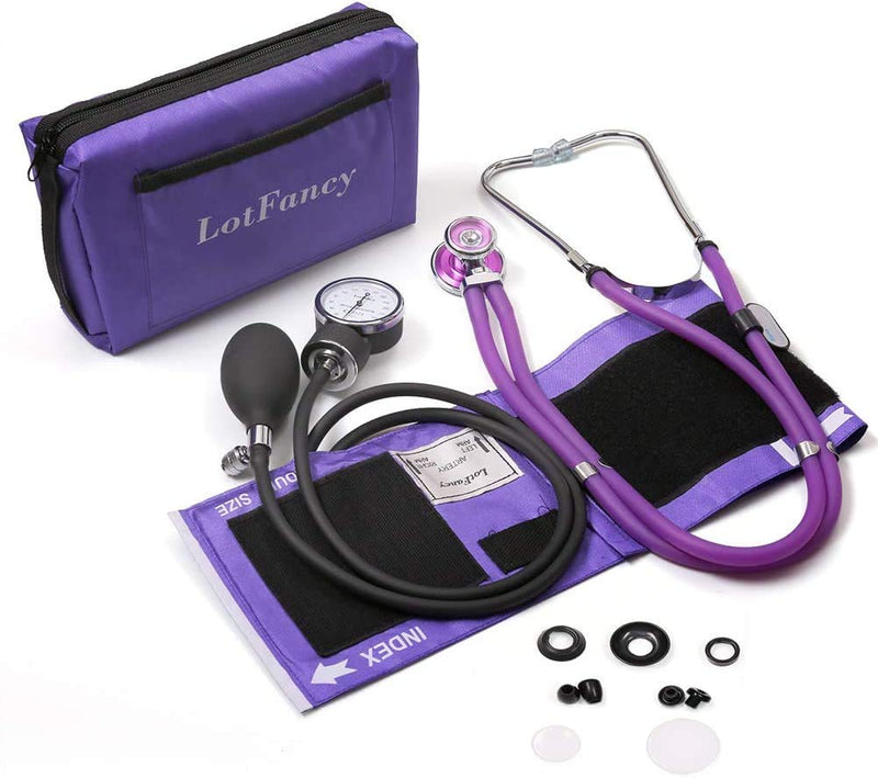 LotFancy Manual blood pressure monitor with stethoscope, aneroid blood pressure monitor for emergency services, doctors, practices with cuff (approx. 25 cm - 40 cm) purple - NewNest Australia