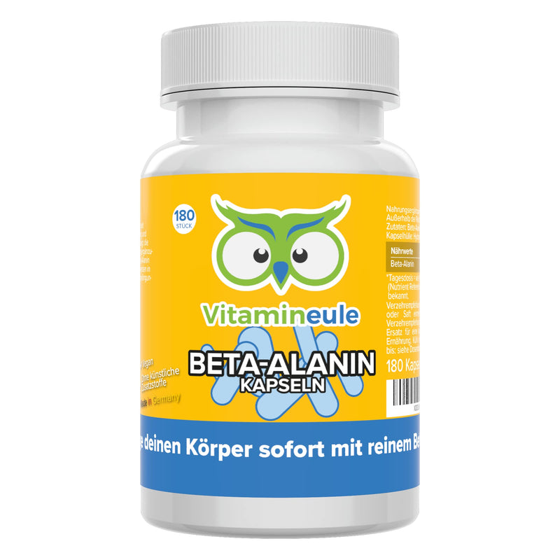 Beta Alanine Capsules - 500 Mg - Quality From Germany - No Additives - Laboratory Tested - Vegan - Small Capsules Instead Of Tablets - Carnosine Booster For Training & Muscle Building - Vitamineule - NewNest Australia