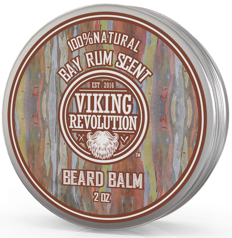 Viking Revolution Beard Balm with Bay Rum Fragrance & Argan & Jojoba Oil - Styles, Strengthens & Makes Beards & Mustaches Soft - Leave in Conditioner Wax for Men - NewNest Australia