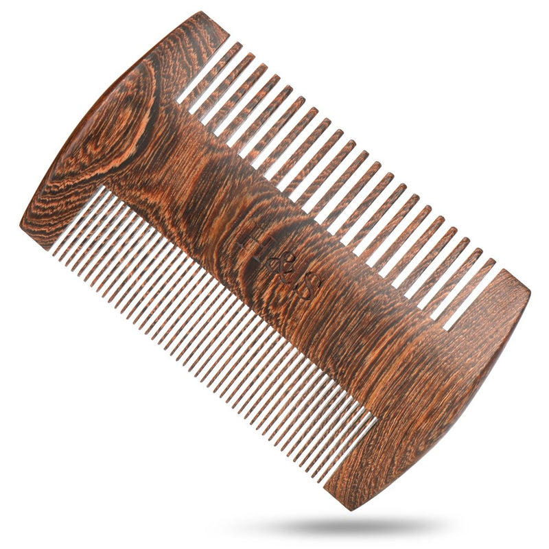 H&S Double-sided beard comb - antistatic and made of wood - beard comb for travel or on the go - wooden comb for styling or applying oils - NewNest Australia