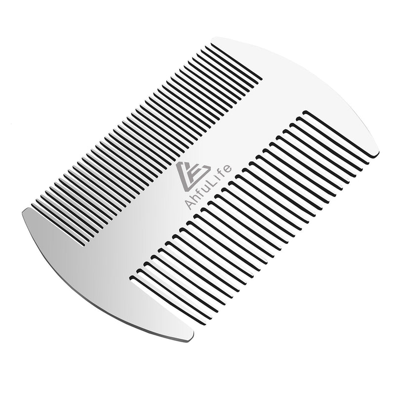 AhfuLife Metal Comb and Beard Comb EDC Comb in Credit Card Size Perfect for Wallet and Bag - Antistatic Beard Comb with Double Sided Comb (Stainless Steel Comb, Silvery) Silvery - NewNest Australia