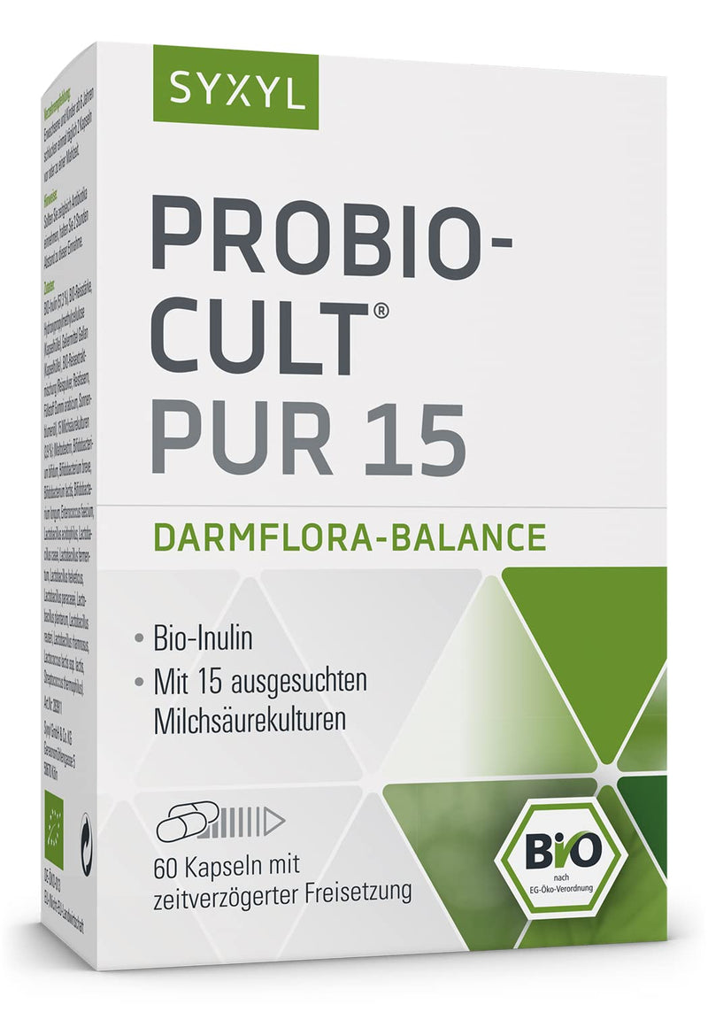 SYXYL ProBio-Cult Pur 15 / organic synbiotic with 15 lactic acid bacteria & inulin in organic quality, 60 capsules - NewNest Australia