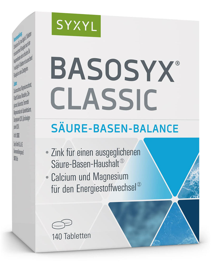 SYXYL Basosyx Classic tablets/food supplements with sodium-free, basic mineral compounds & zinc for a balanced acid-base balance / 140 tablets in a blister - NewNest Australia