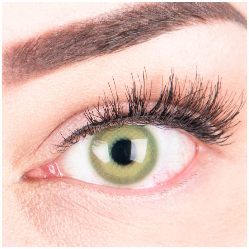 Glamlens Silicone Comfort Contact Lenses Very Opaque And Natural Green Colored "Alice Green" + Container - 1 Pair (2 Pieces) - Dia 14.50 - Without Strength 0.00 Dioptres - NewNest Australia