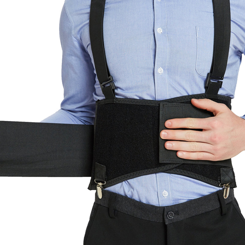 Neotech Care Back Support Belt With Removable Straps And Trouser Clips - Lumbar Support - Adjustable, Lightweight, Breathable - Shoulder Straps - Work - Black (Xl) - NewNest Australia