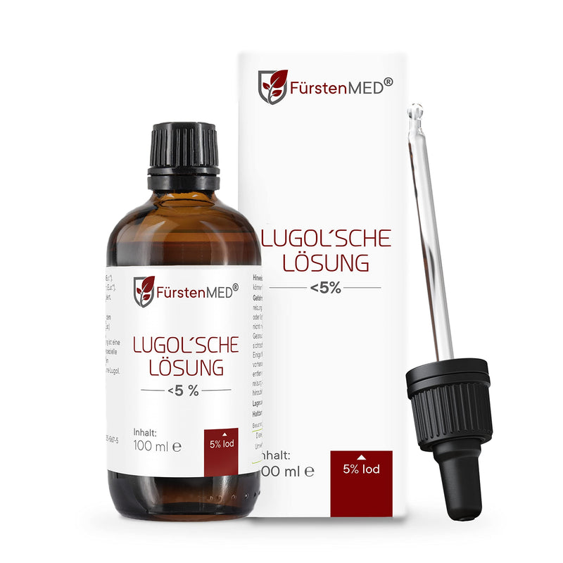 FürstenMED® Lugol's solution 5% iodine solution - 100 ml (Iodine) iodine drops brown glass bottle with dropper pipette - Lugol's solution 5 percent - iodine liquid - without additives - NewNest Australia