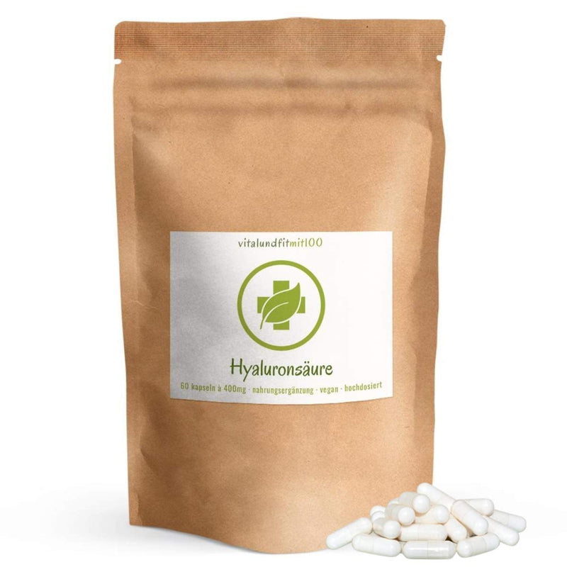 Hyaluronic Acid Capsules - 60 Pieces Of 400 Mg - High Dose - Derived From Fermentation - 800-1200 Kda (Micro Molecular) - 100% Vegan - Gluten Free - No Additives And Additives - NewNest Australia