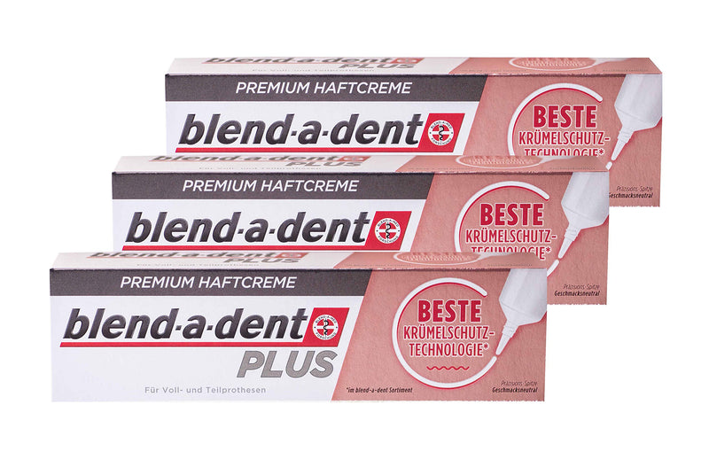 3x Blend-a-dent Plus Premium Adhesive Cream CRUMB PROTECTION 40g for full and partial dentures - NewNest Australia