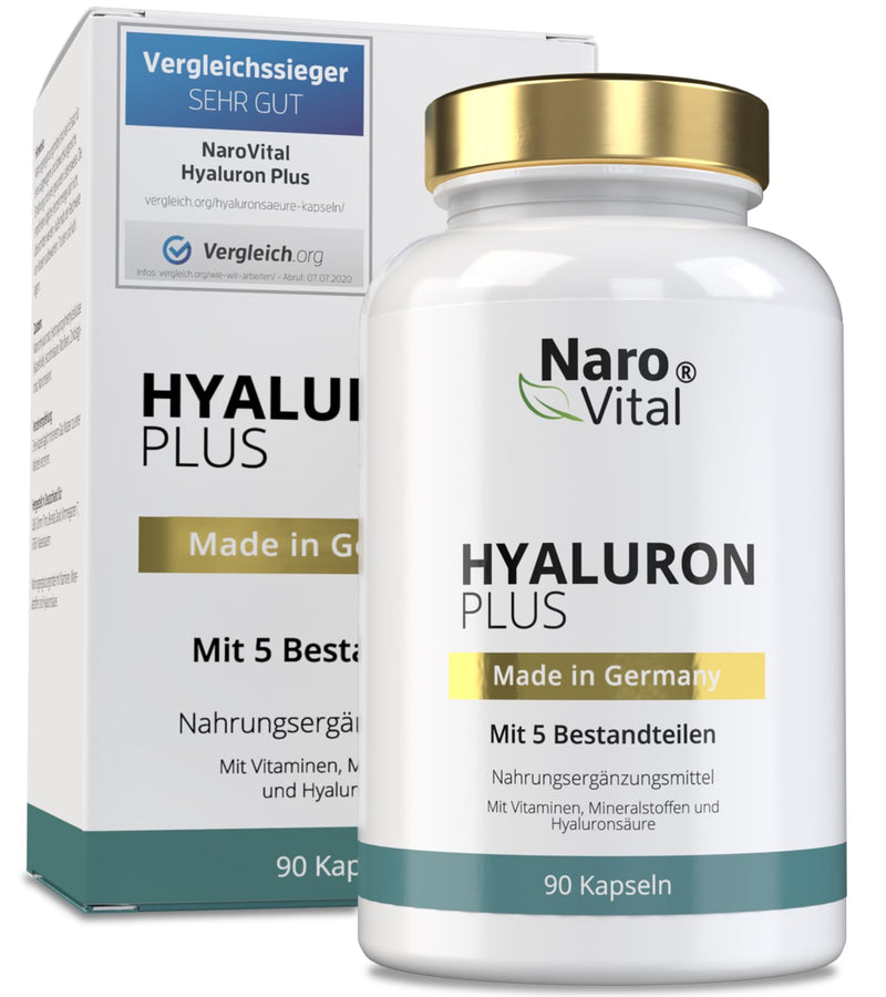Hyaluronic Plus Hyaluronic Acid Capsules, Anti-Ageing And Joints Treatment, High Dosage 500 Mg Per Capsule, Pack Of 90 Capsules, 500-700 Kda, Vitamin B2, Zinc, Selenium And Vitamin C, 3-Month Supply, Vegan - NewNest Australia