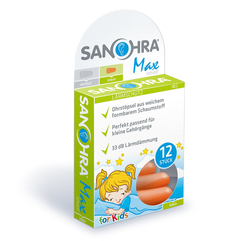 Sanohra Max Soft Earplugs For Children - Particularly Soft Earplugs With Maximum Noise Insulation For Sleeping, Working And Against Snoring - 33 Db Snr Noise Insulation - 12 Soft Earplugs - For Children - NewNest Australia