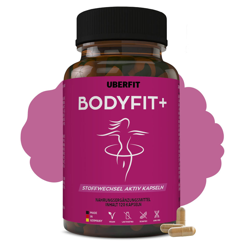 Uberfit Bodyfit+ Natural Metabolism Complex - With Guarana, Green Coffee, Green Tea, Garcinia Cambogia, White Kidney Beans, Chlorella, Ginseng And Much More - 120 Capsules Vegan - NewNest Australia