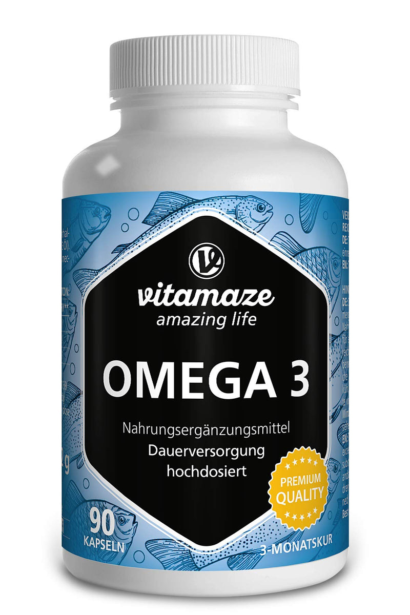 Omega 3 capsules high dose, 1 capsule per day, 1000 mg pure fish oil with 400 mg (40%) EPA & 300 mg (30%) DHA for 3 months, sustainable fishing, highest bioavailability, Made in Germany - NewNest Australia