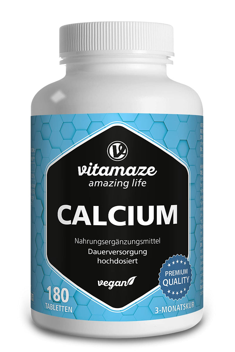 High-dose vegan calcium tablets, 180 tablets for 3 months, 800 mg calcium carbonate per daily dose, organic dietary supplement without additives, made in Germany 180 pieces (pack of 1) - NewNest Australia