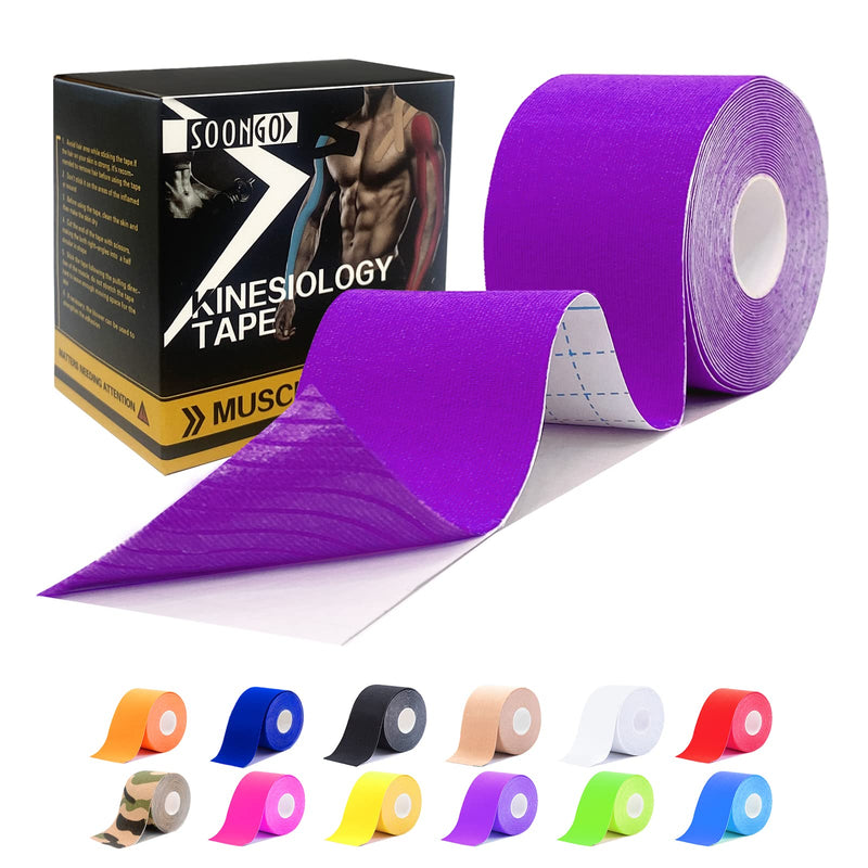 Kinesiology Tape 1/2/5 Rolls Relieve Sore Muscles And Sprains Kn? Chel Elastic Waterproof Good Vented-Ssigkeit Hypoallergenic Fda Ce Authentication 5 Cm X 5 M Soongo Purple - NewNest Australia
