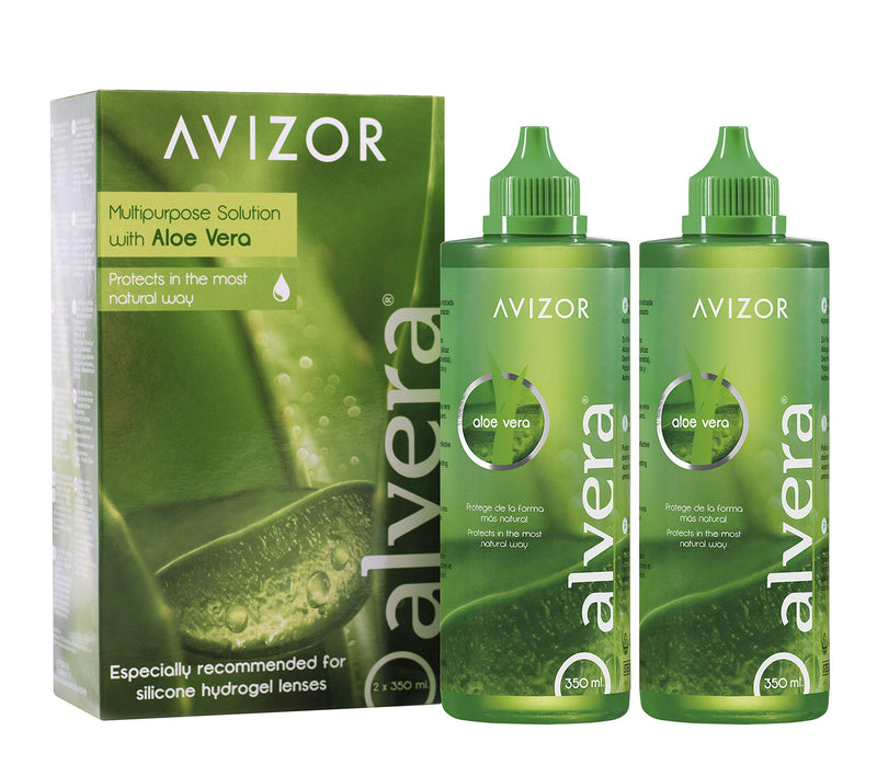 Contact lens fluid AVIZOR Alvera 2 × 350 ml in a case. Solution for cleaning and disinfecting all types of soft contact lenses. 350 ml (pack of 2) - NewNest Australia