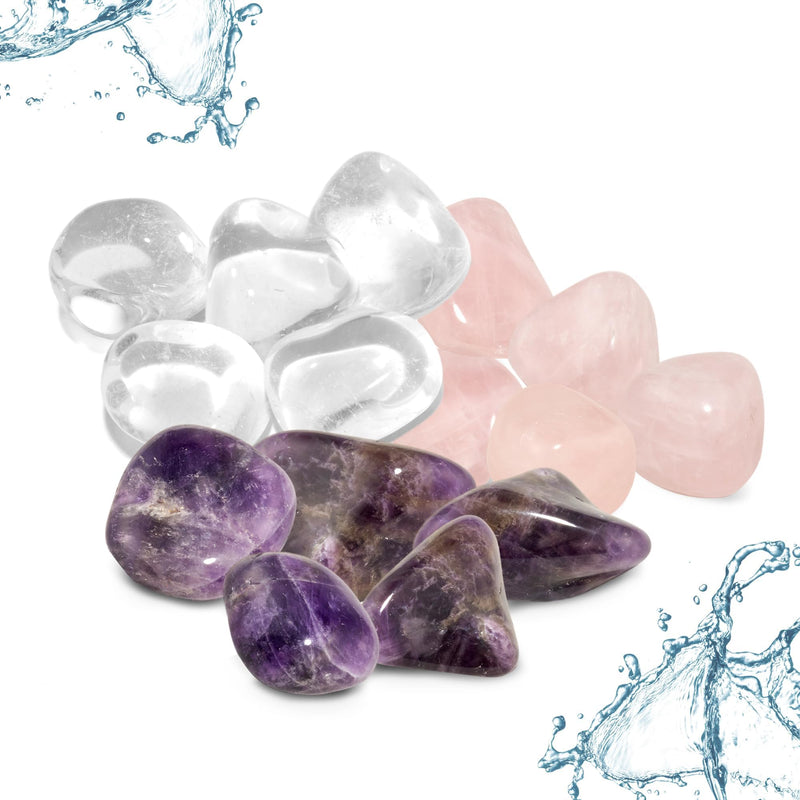 PURAJA basic set for water revitalization | Natural tumbled stones | Premium mixture for gemstone water | Basic mix: rose quartz, amethyst, rock crystal (150g) 150 g (pack of 1) - NewNest Australia