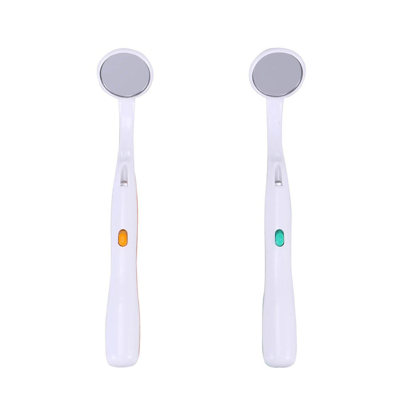 HEALIFTY 2PCS Oral Dental Mirror Mouth Tooth Inspection Mirror with Bright LED Light for Dental Care (Green and Orange) - NewNest Australia