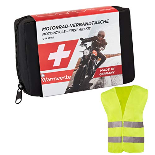 Golab Motorcycle First Aid Set, Small And Compact, First Aid Bag, According To Din 13167 With High-Visibility Jacket, Suitable For All European Countries (Austria, Switzerland, Italy, Germany Etc.) - NewNest Australia