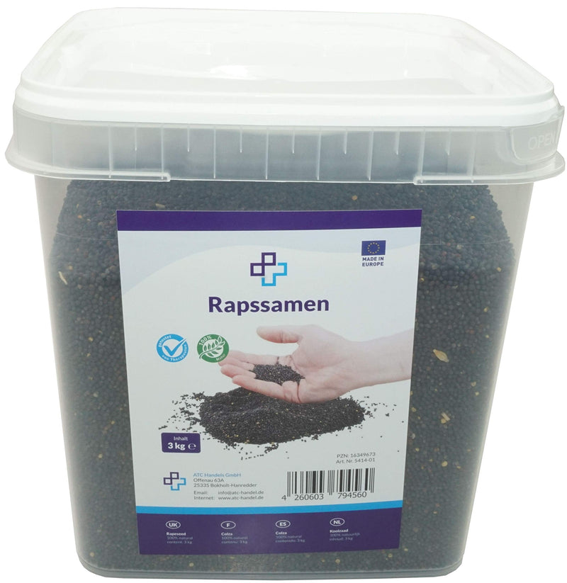 Rapeseed from ATC in various quantities and in a handy bucket - ideal for heat cushions, grain cushions or even therapy - cleaned rapeseed, therapy rapeseed, rapeseed, 3 kg 3 kg (pack of 1) - NewNest Australia
